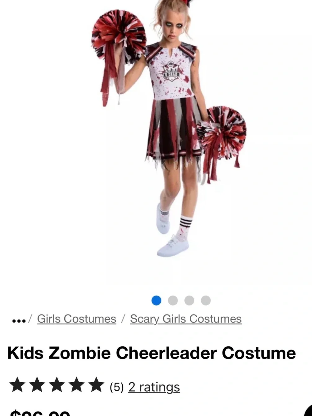 Spirit Girls Zombie Cheerleader Costume in Red and Black